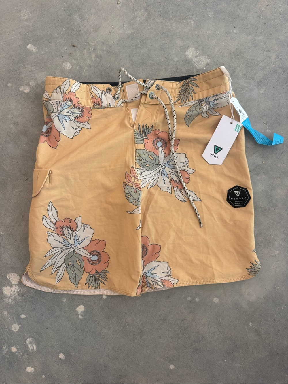 VISSLA Yellow Floral Hybrid Board Shorts